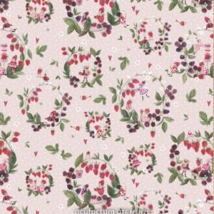 Baumwollstoff Himbeerkränze